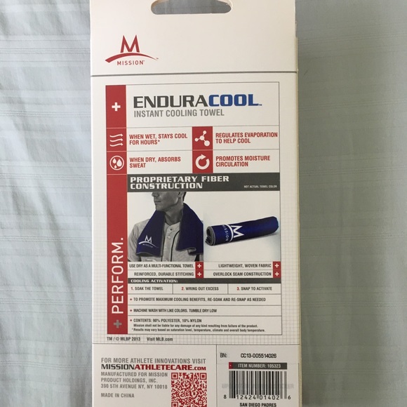 San Diego Padres Baseball Club Endura Cool instant Cooling Towel - Picture 2 of 4